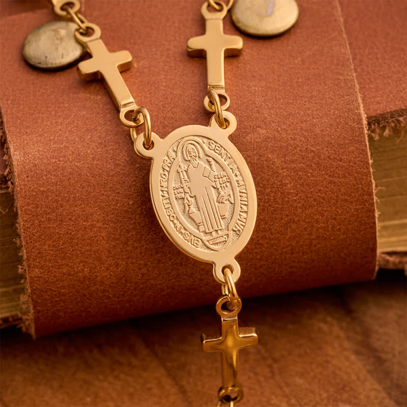 Our Lady Medal Cross Link Rosary: Token of Gentle Divine Comfort