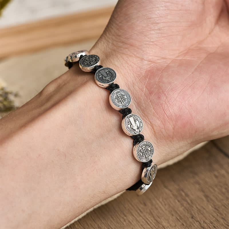 St.Benedict Medal Braided Devotional Bracelet: Token of Gentle Divine Comfort