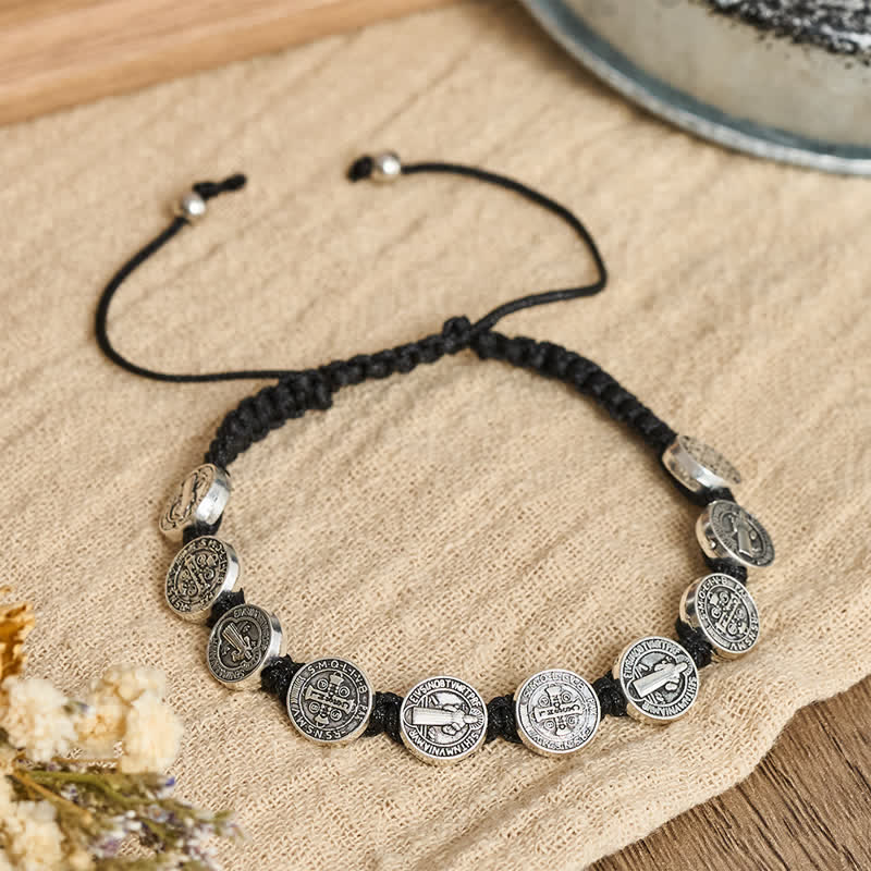 St.Benedict Medal Braided Devotional Bracelet: Token of Gentle Divine Comfort