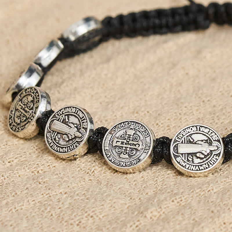 St.Benedict Medal Braided Devotional Bracelet: Token of Gentle Divine Comfort