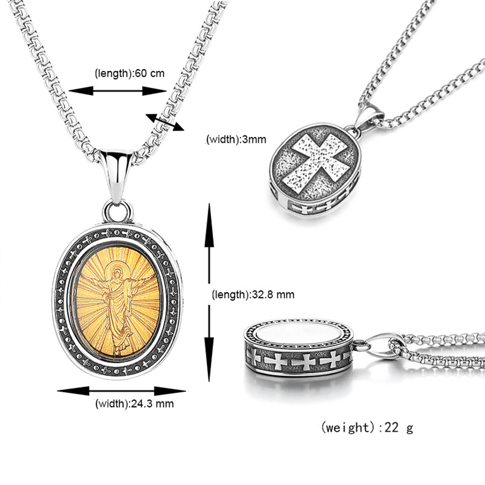 the Golden Christ Saint Medal Pendant Titanium Necklace