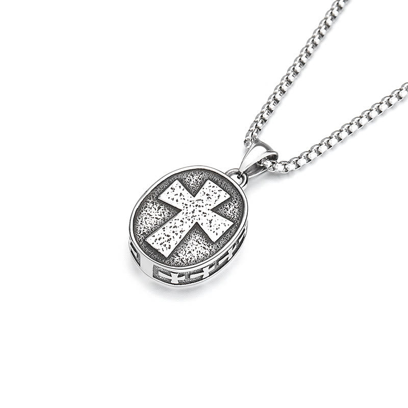 the Golden Christ Saint Medal Pendant Titanium Necklace