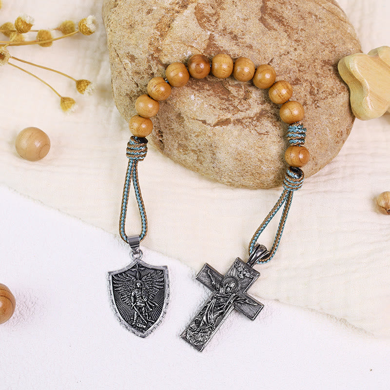 Holy Spirit Jesus Cross & St. Michael the Archangel Medal Pocket Rosary