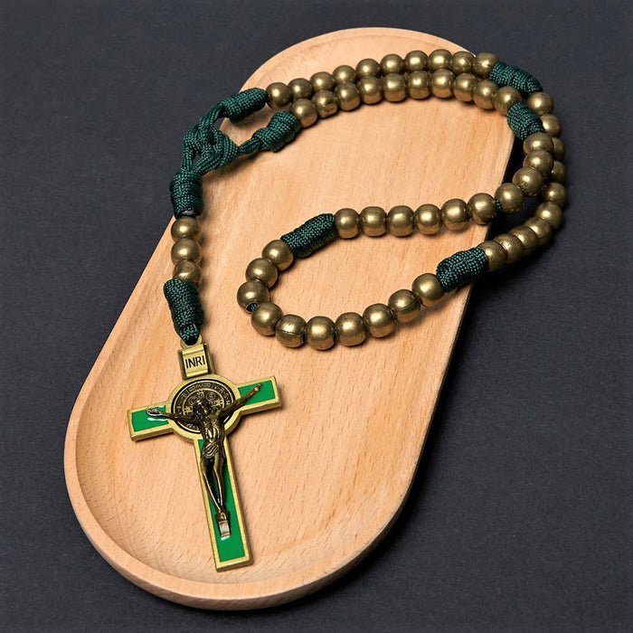 Crucifix of 10 mm Round Bronze Acrylic Paracord Rosary
