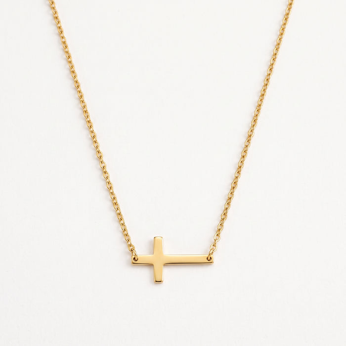 Stainless Steel Sideways Cross Necklace