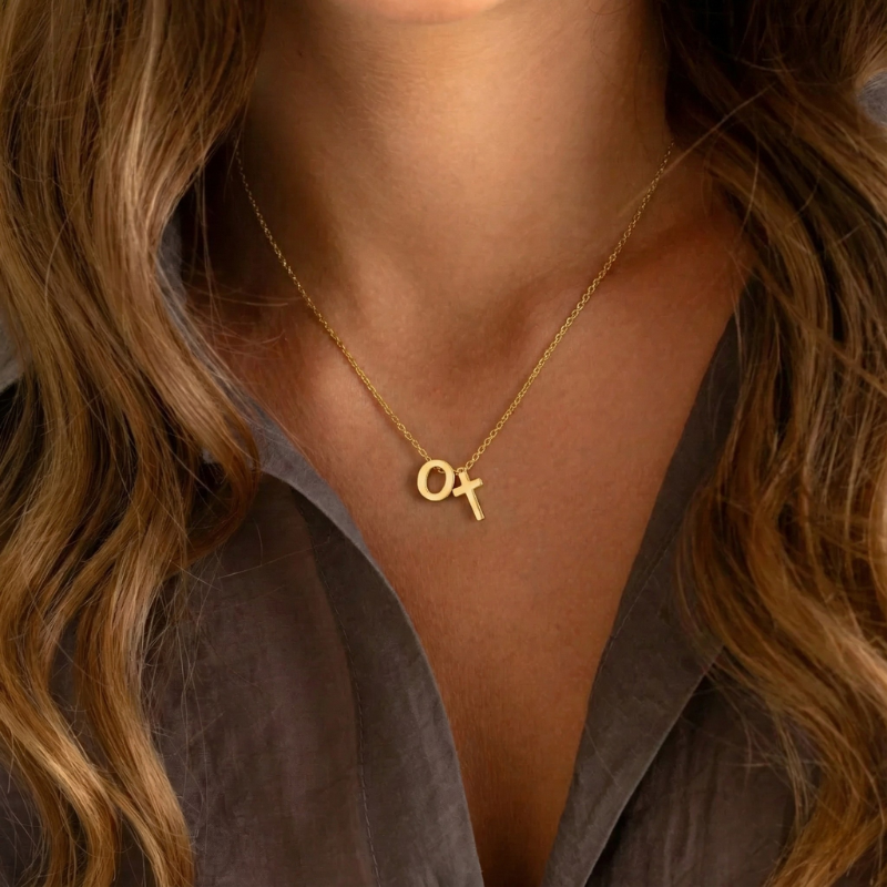 Initial Cross Necklace