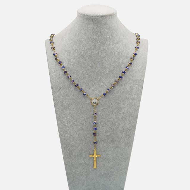 Virgin Mary Glazed Multi-color Crystal Rosary