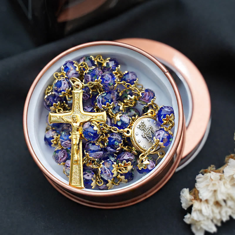 Virgin Mary Glazed Multi-color Crystal Rosary