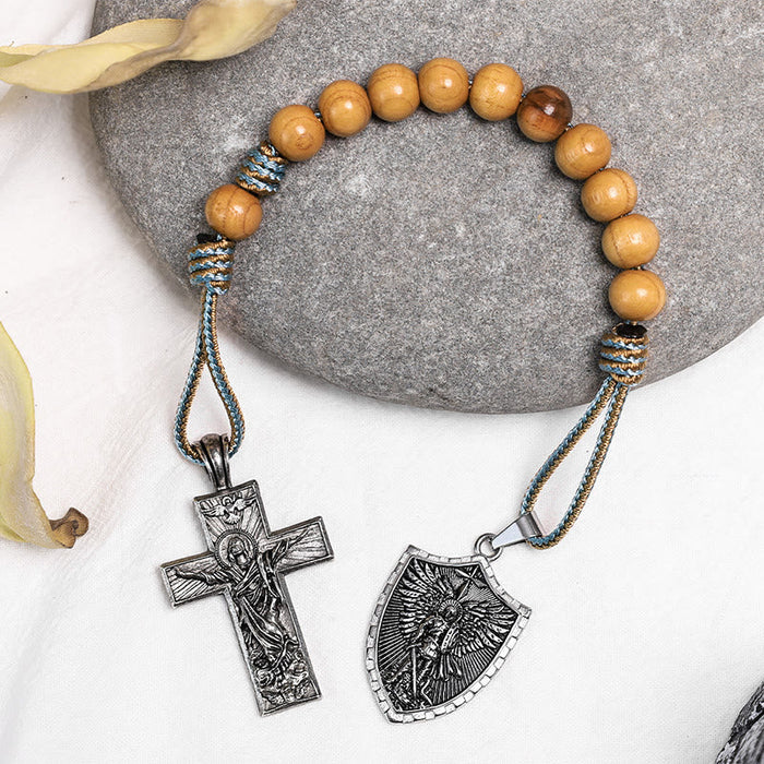 Holy Spirit Jesus Cross & St. Michael the Archangel Medal Pocket Rosary