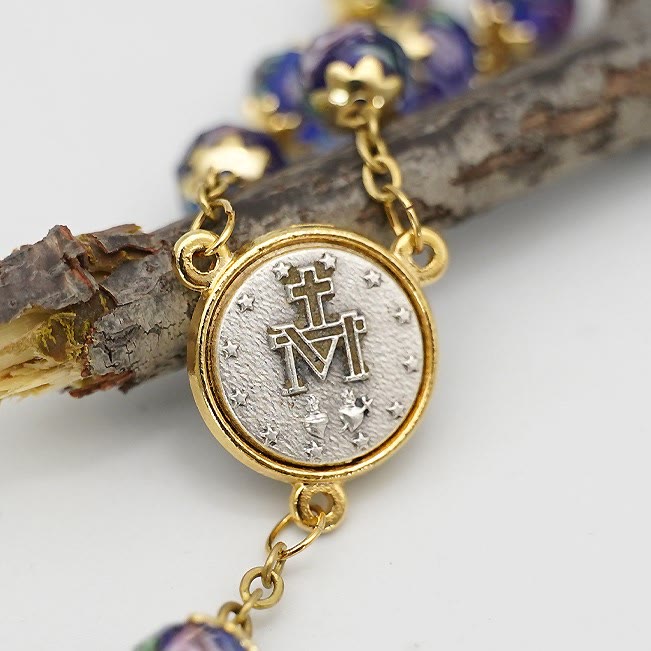Virgin Mary Glazed Multi-color Crystal Rosary