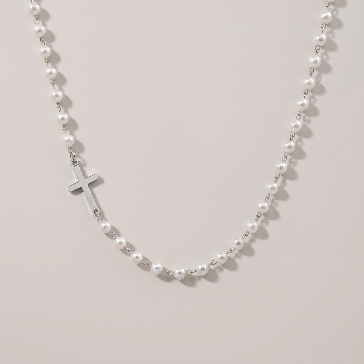 Pearl of Great Price Cross Necklace in silver