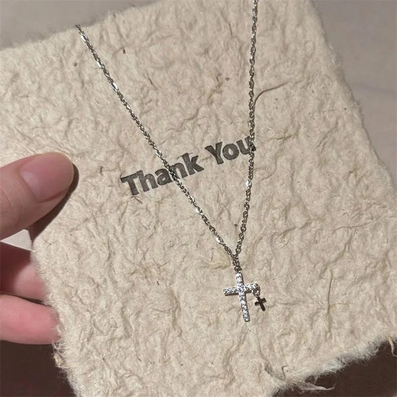 Petite Crystal Cross Necklace