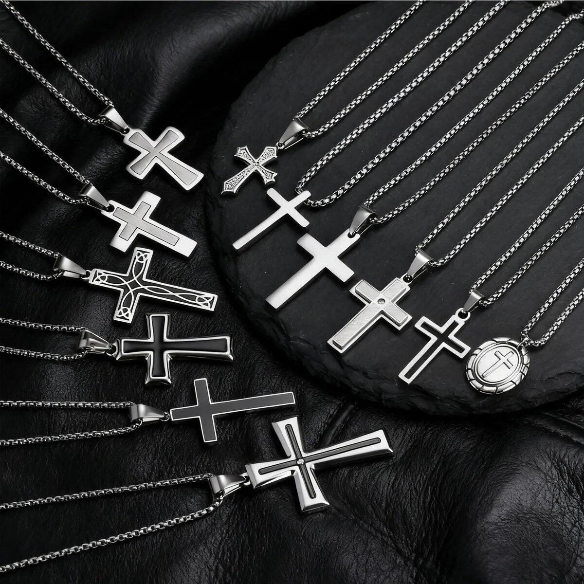 Men's Steel Cross Necklace: Choose Your Cross