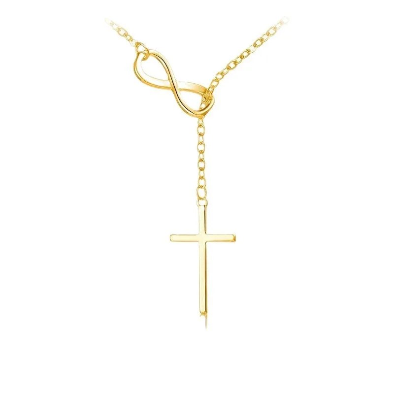 Infinity Cross Lariat Necklace