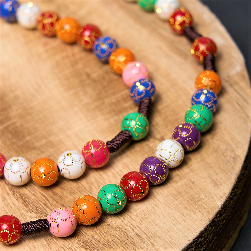 Our Lady of Mercy & Crucifix of 8 mm Round Multicolor Acrylic Nylon Cord Rosary
