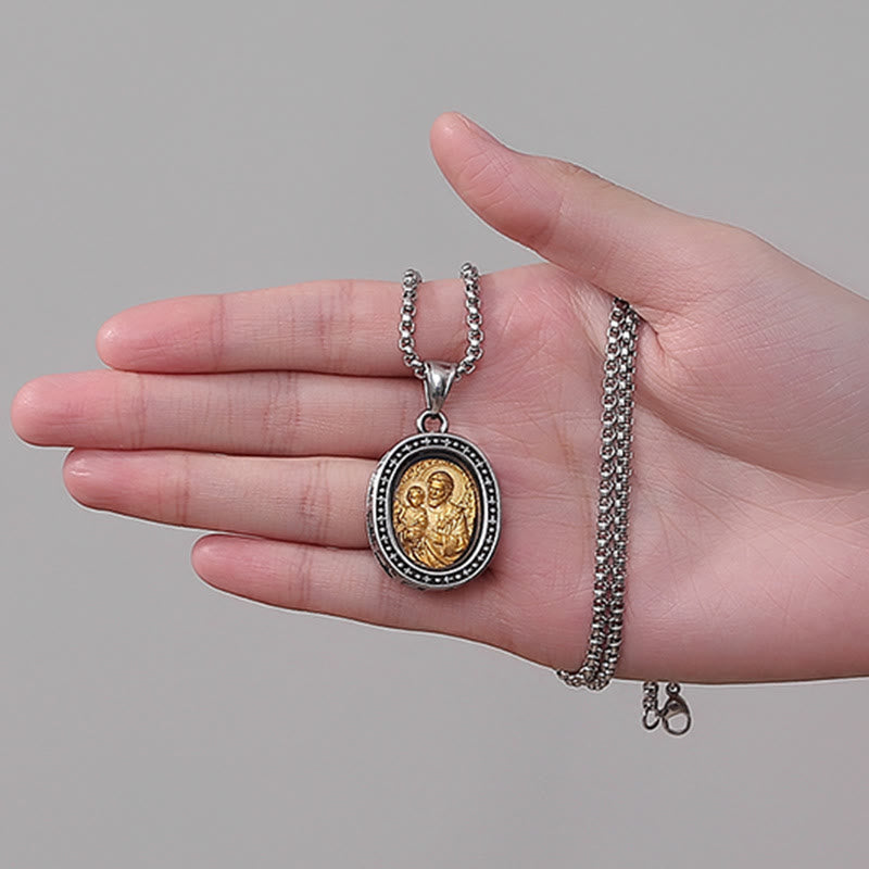 the Golden Christ Saint Medal Pendant Titanium Necklace