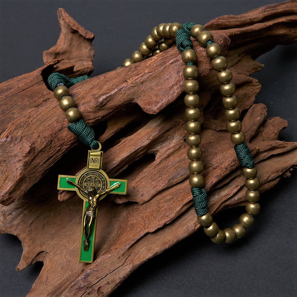Crucifix of 10 mm Round Bronze Acrylic Paracord Rosary