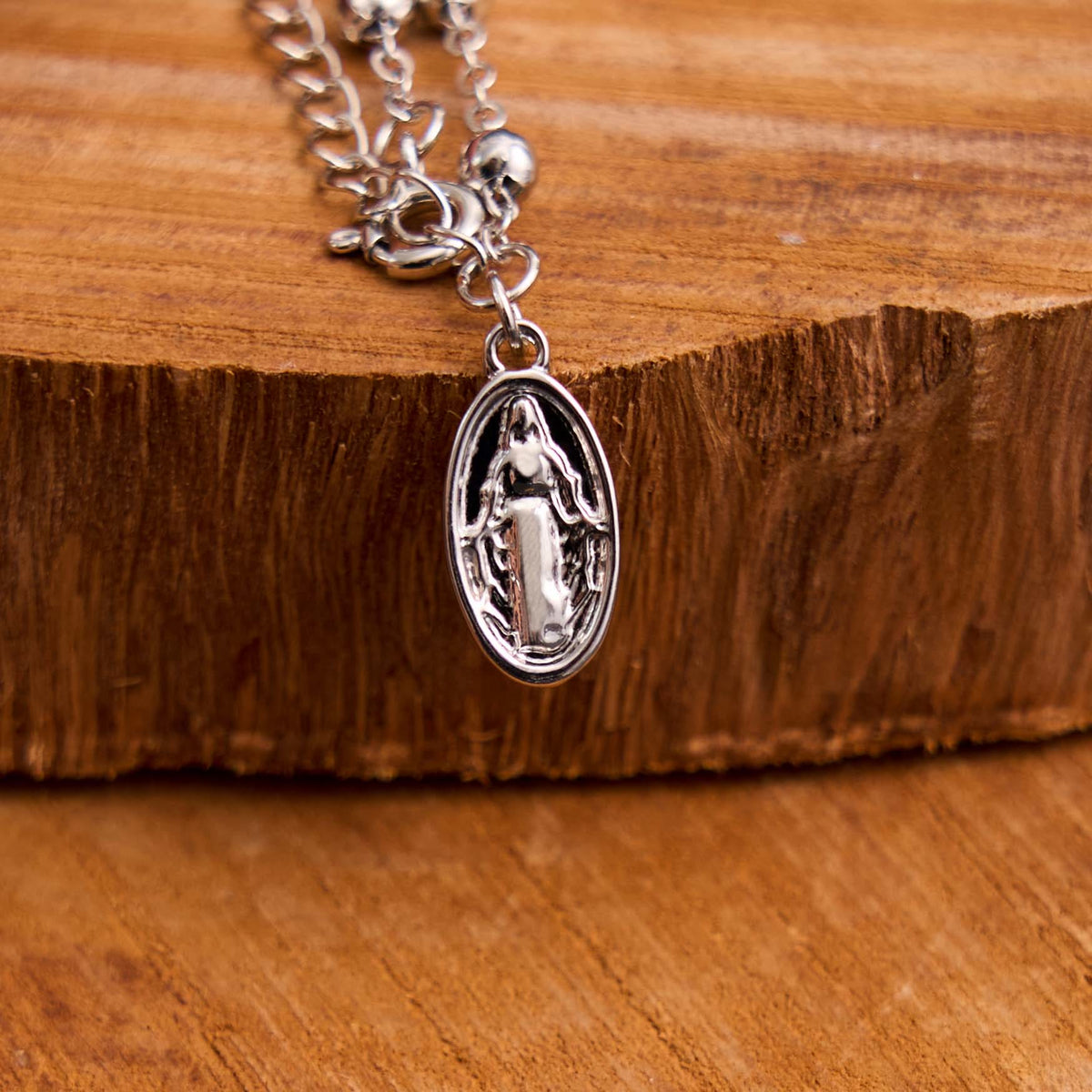 Virgin Mary Medal & Cross Adjustable Simple Casual Bracelet