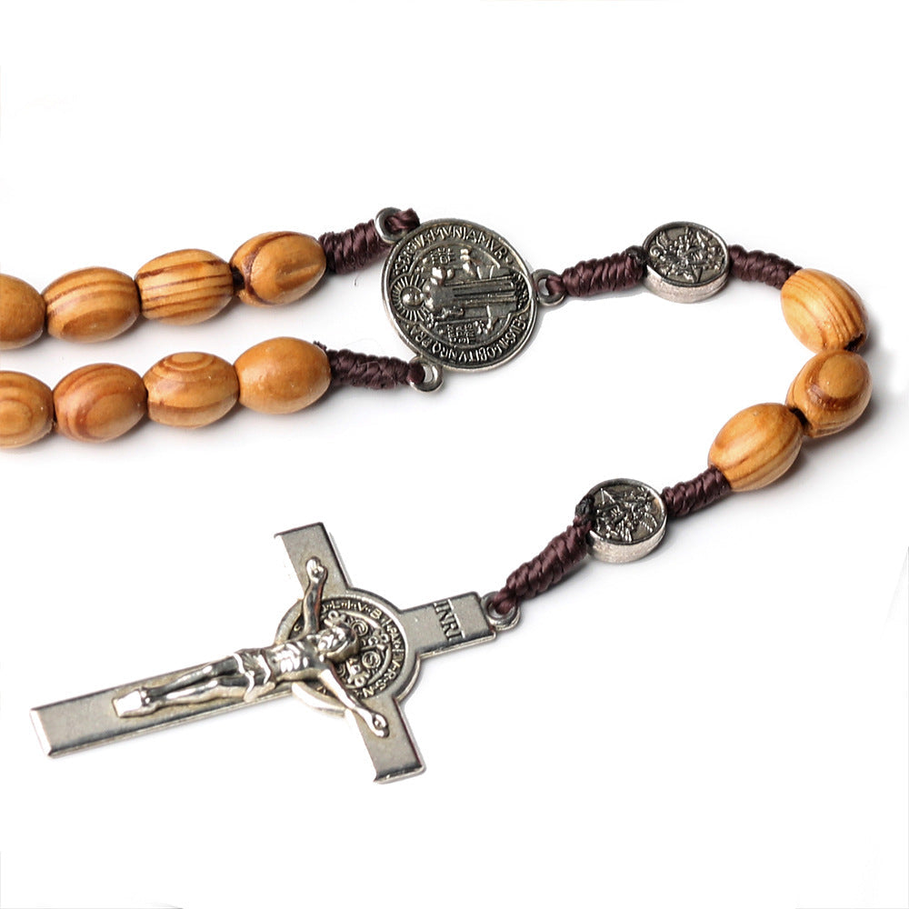 St. Benedict Natural Olive Wood Rosary with Crucifix
