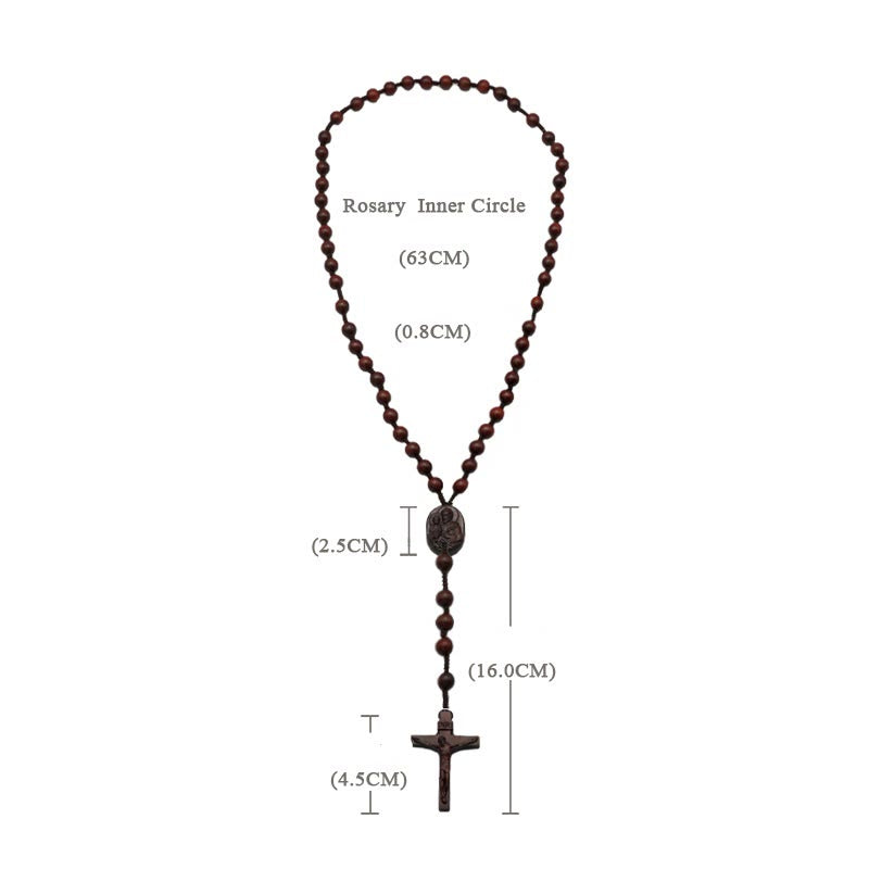 Wood Beads Crucifix Prayer Rosary