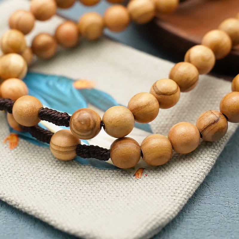 Handmade Polished Olive Wood Cross Car Rosary