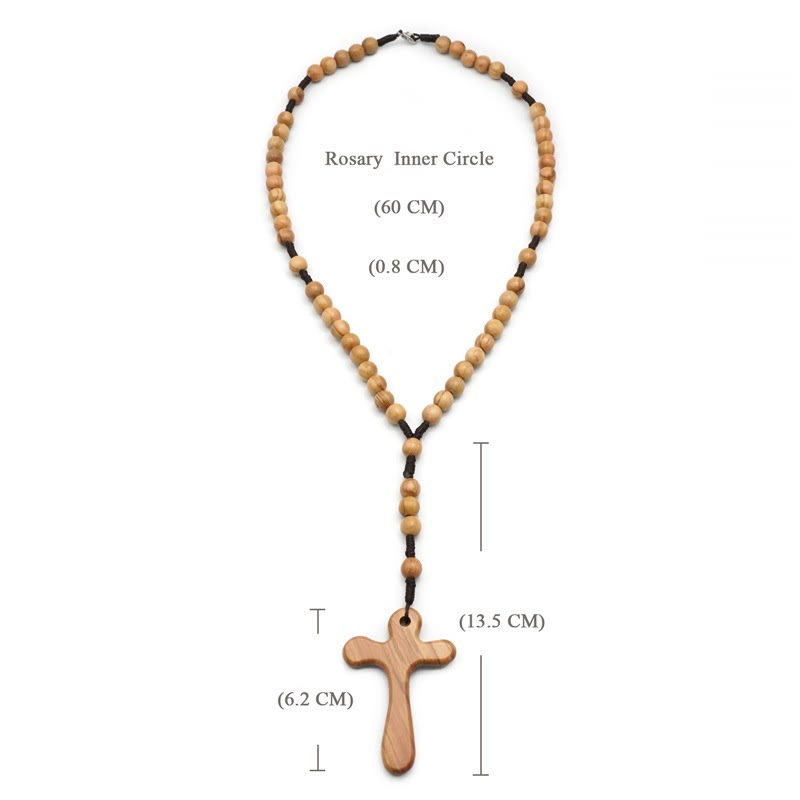 Handmade Polished Olive Wood Cross Car Rosary