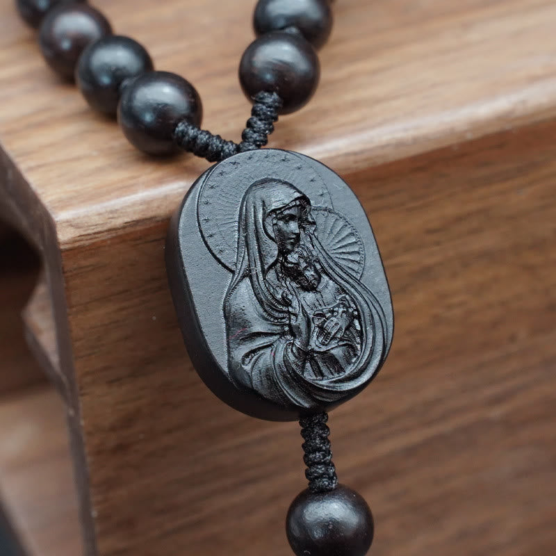 Quality Original Handmade Praying Rosary (Red Sandalwood/Ebony)