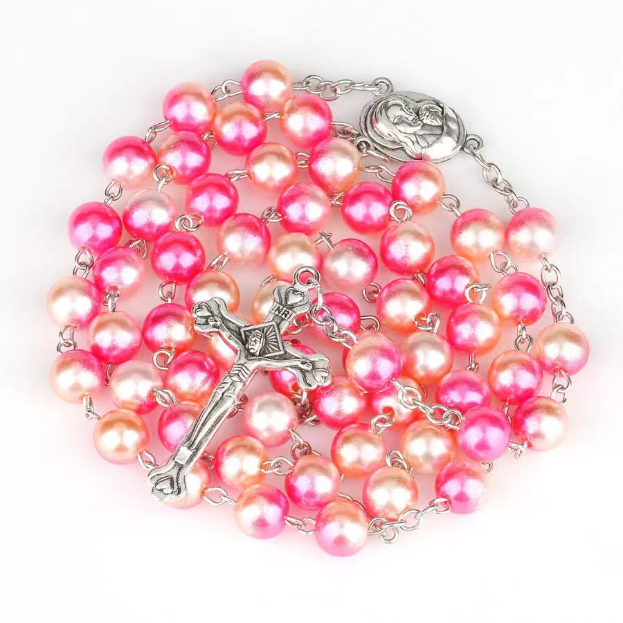 Two-color Plastic Crucifix Rosary