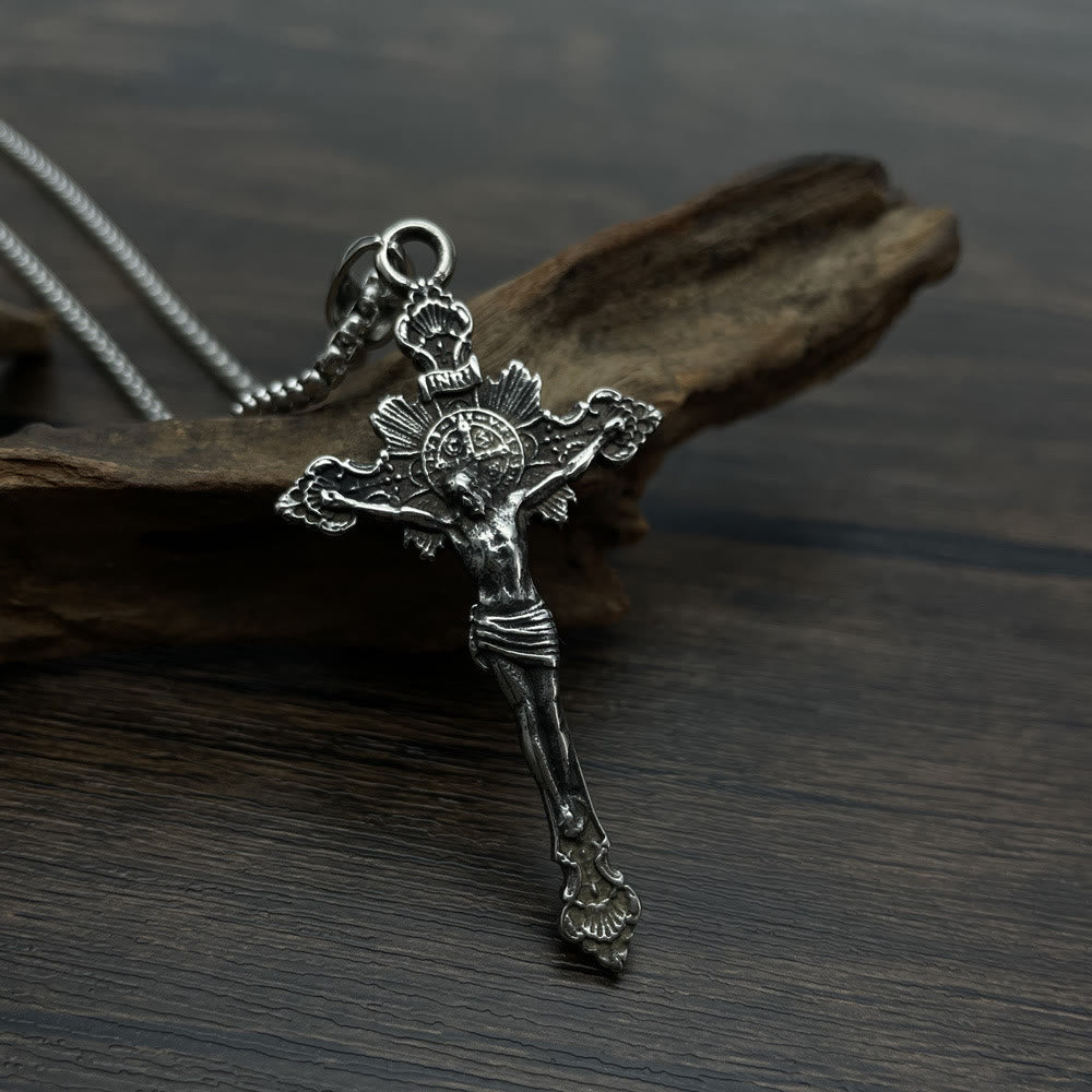 St. Benedict Symbol Crucifix Necklace