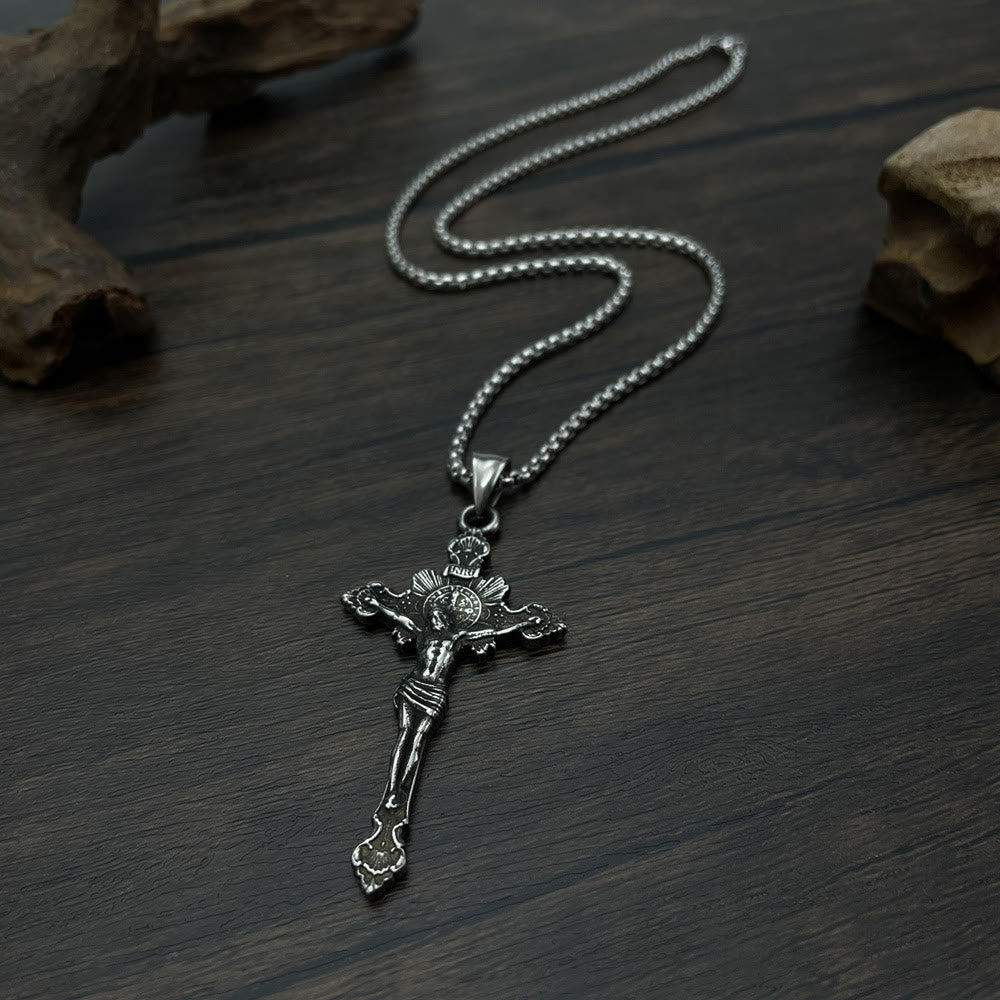 St. Benedict Symbol Crucifix Necklace