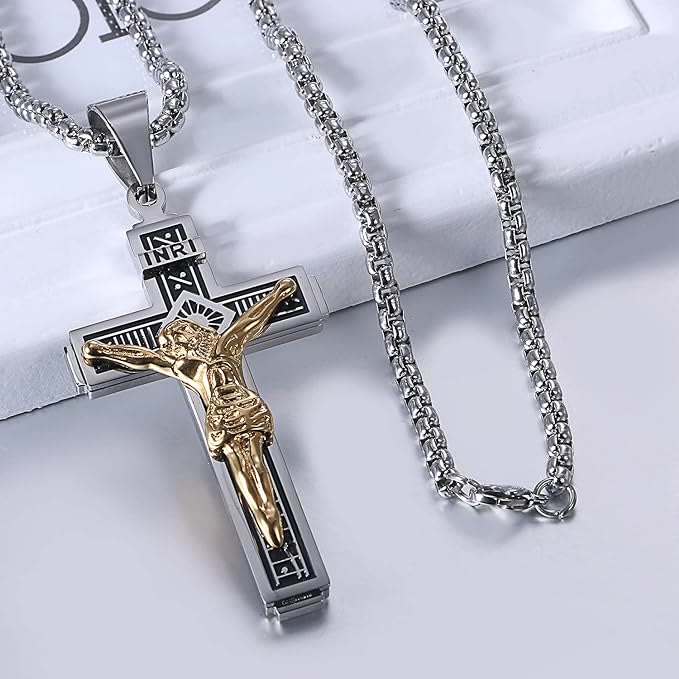 Crafted Jesus HeavySaint Crucifix Titanium Necklace