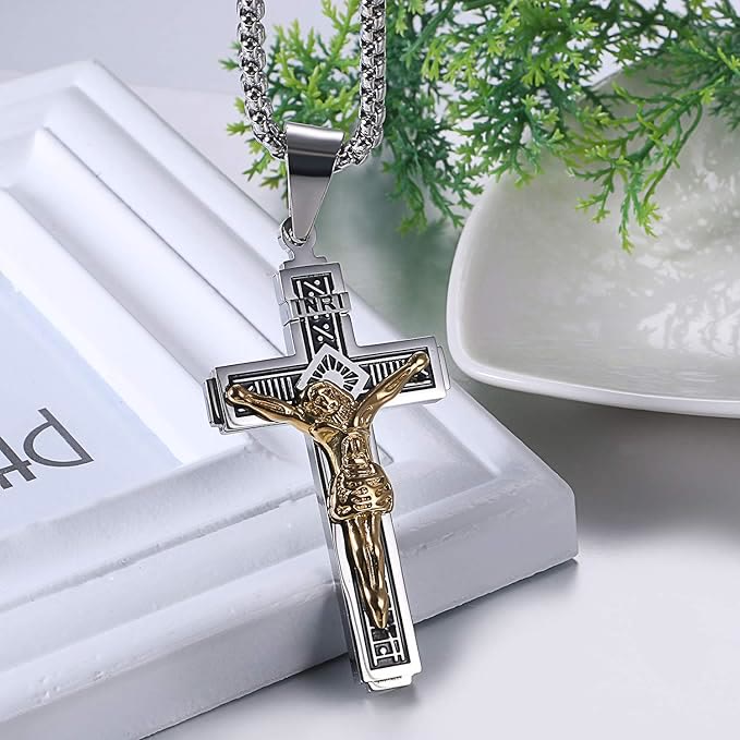 Crafted Jesus HeavySaint Crucifix Titanium Necklace