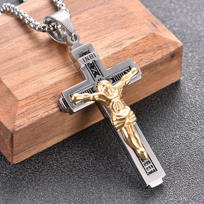 Crafted Jesus HeavySaint Crucifix Titanium Necklace