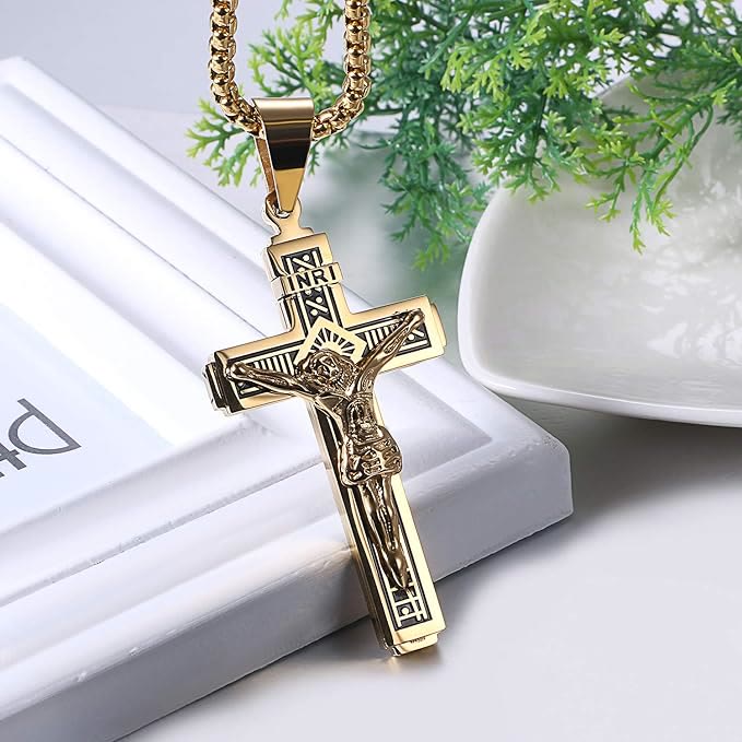 Crafted Jesus HeavySaint Crucifix Titanium Necklace