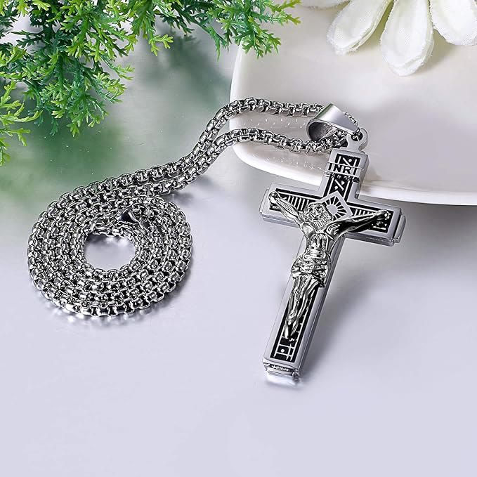 Crafted Jesus HeavySaint Crucifix Titanium Necklace