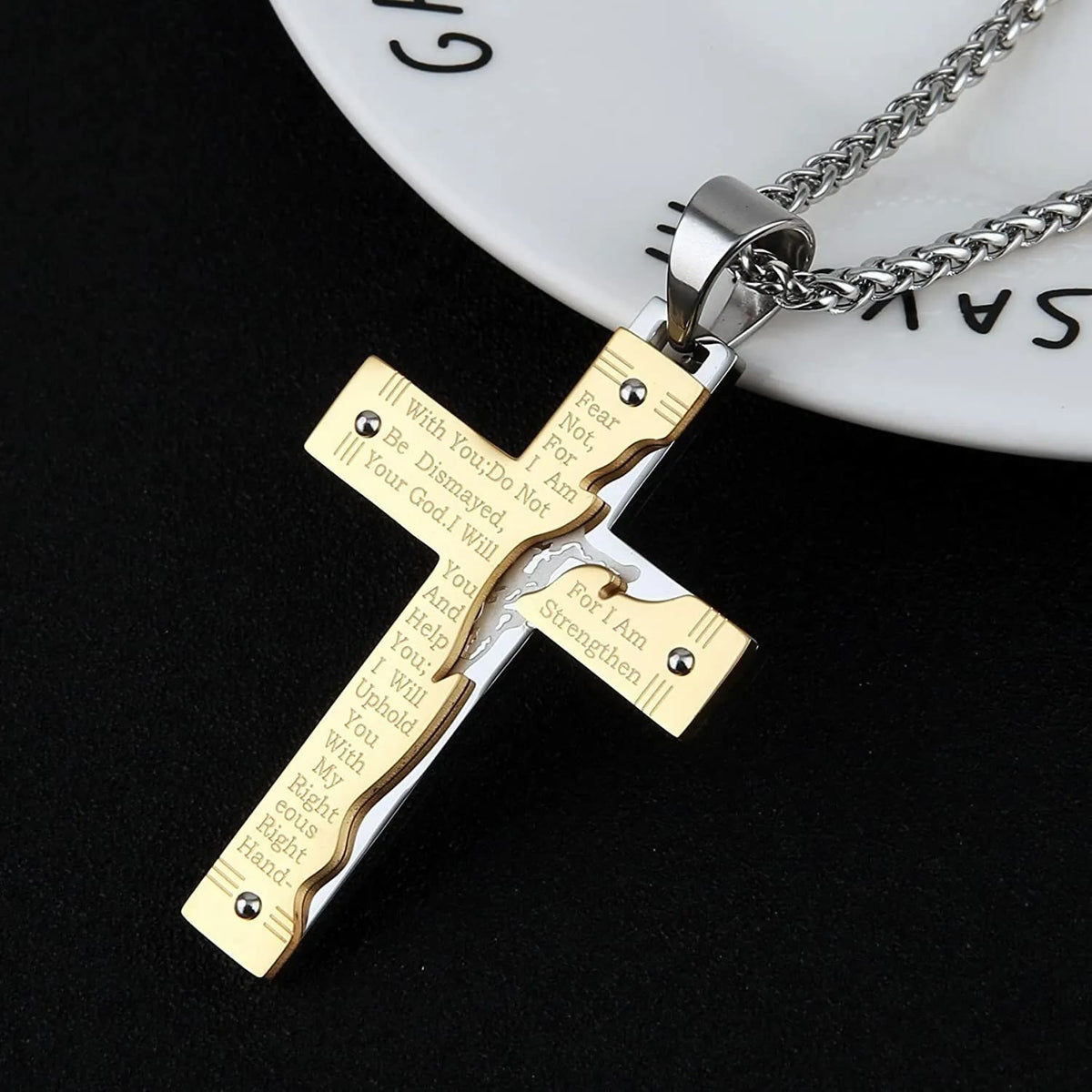 Jesus HeavySaint Crucifix Religion Cross Pendant Necklace