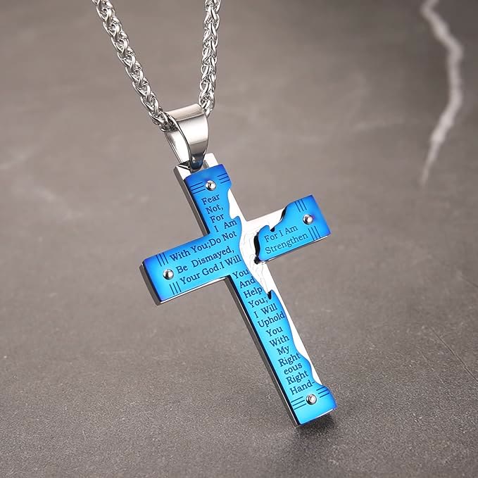 Jesus HeavySaint Crucifix Religion Cross Pendant Necklace