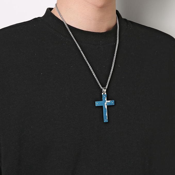 Jesus HeavySaint Crucifix Religion Cross Pendant Necklace