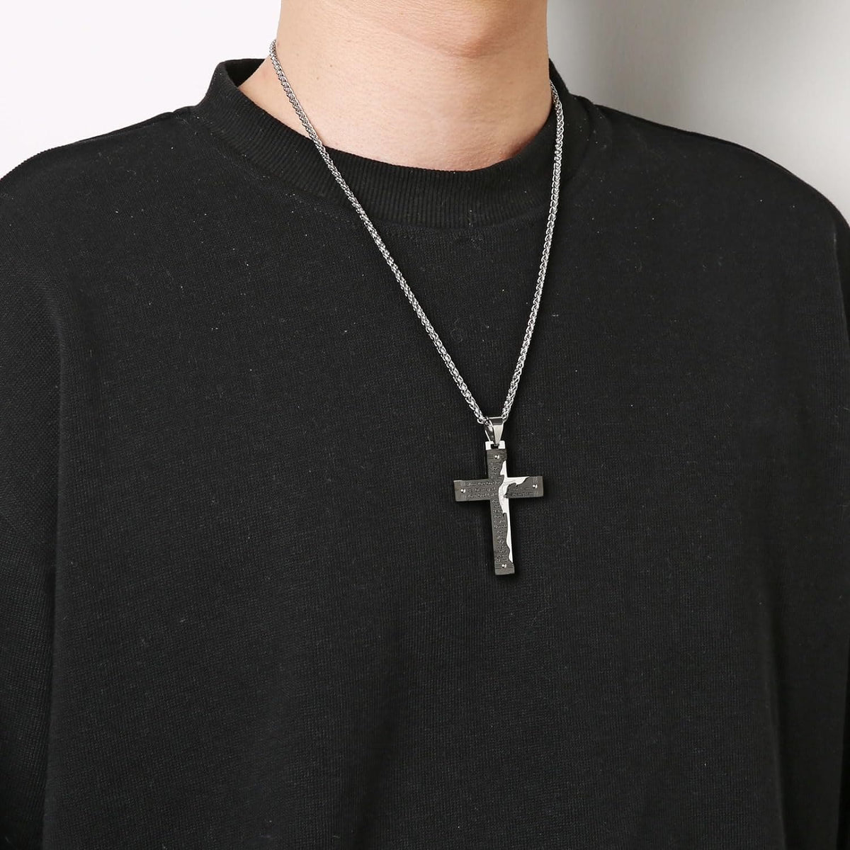 Jesus HeavySaint Crucifix Religion Cross Pendant Necklace