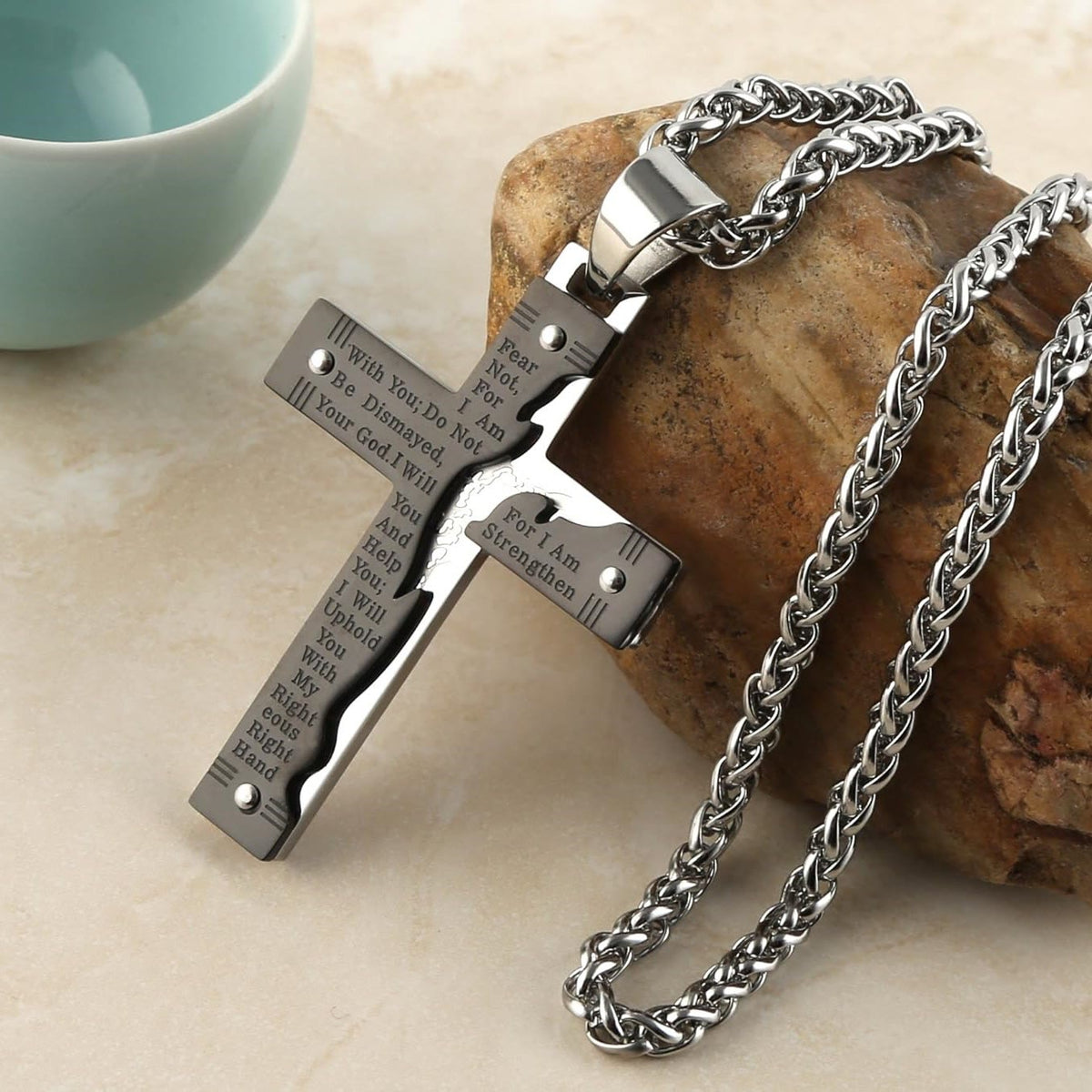 Jesus HeavySaint Crucifix Religion Cross Pendant Necklace