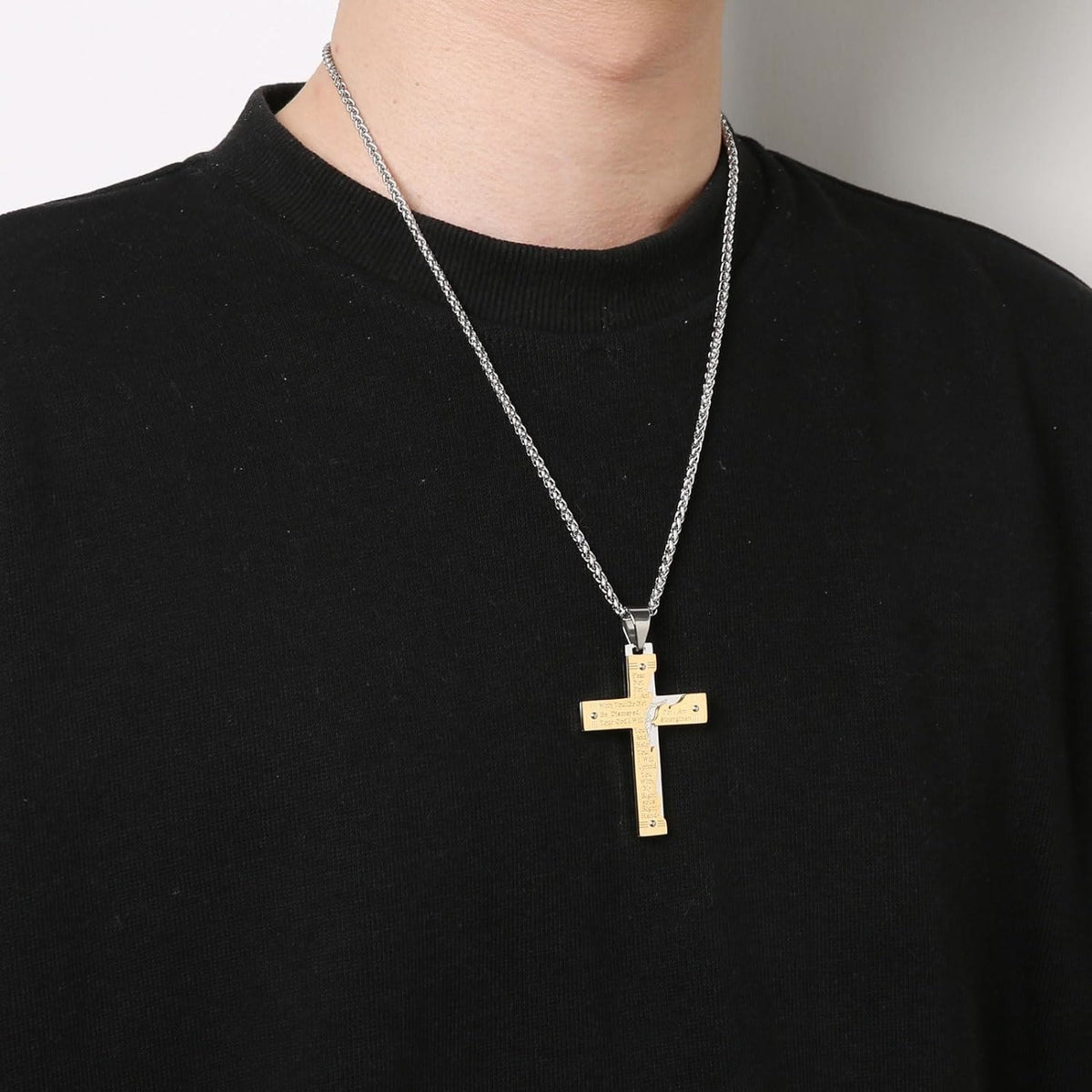 Jesus HeavySaint Crucifix Religion Cross Pendant Necklace