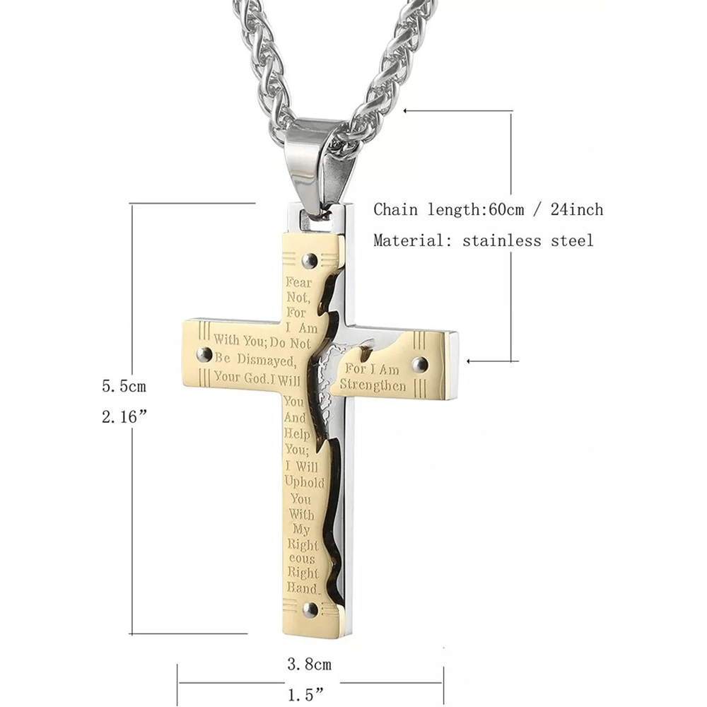 Jesus HeavySaint Crucifix Religion Cross Pendant Necklace