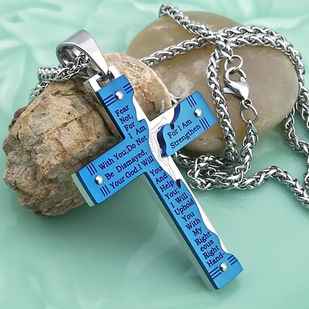 Jesus HeavySaint Crucifix Religion Cross Pendant Necklace