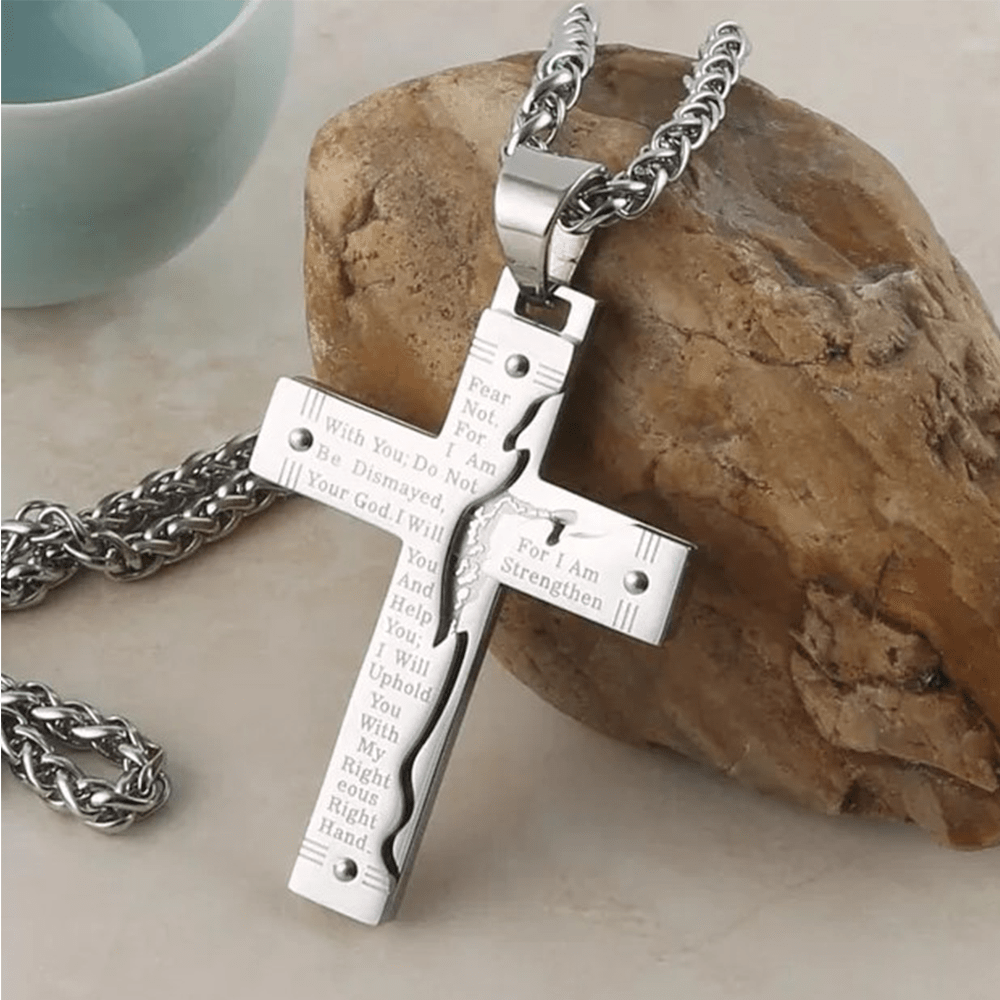 Jesus HeavySaint Crucifix Religion Cross Pendant Necklace