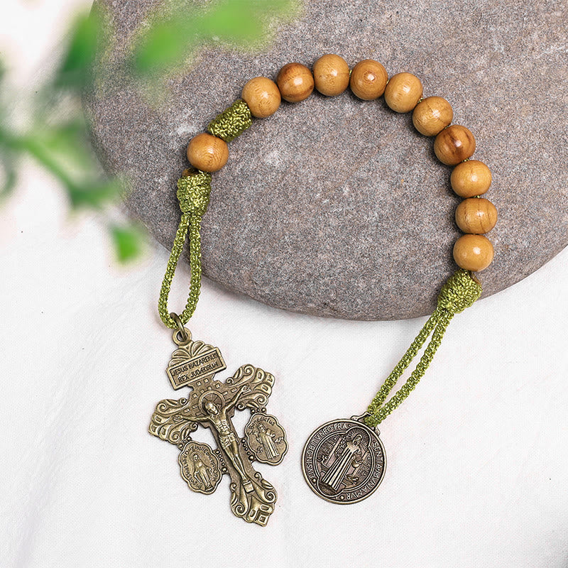 Olive Wood Saint Benedict Medal Decade Rosary