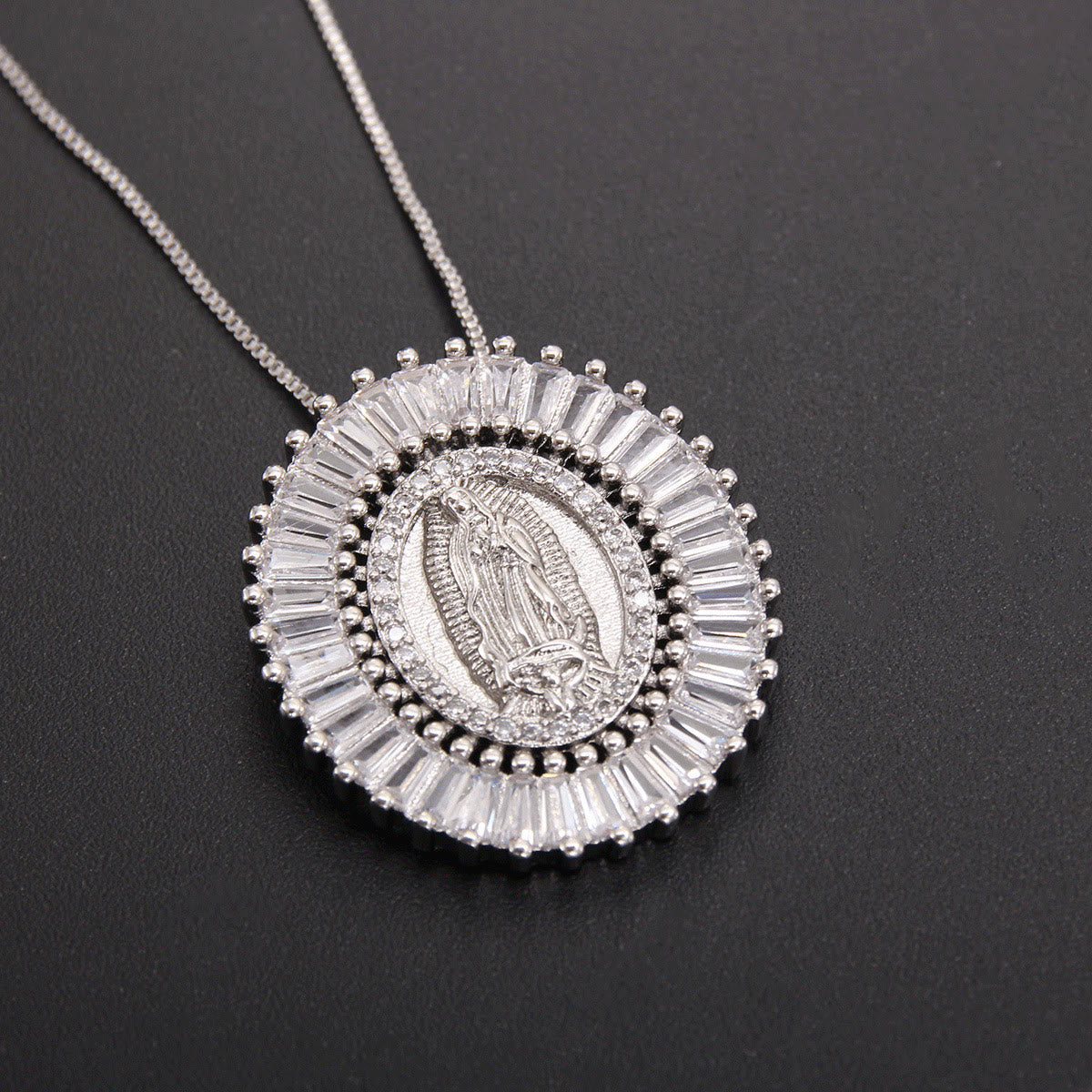 Our Lady of Guadalupe Zirconia Amulet Pendant Necklace
