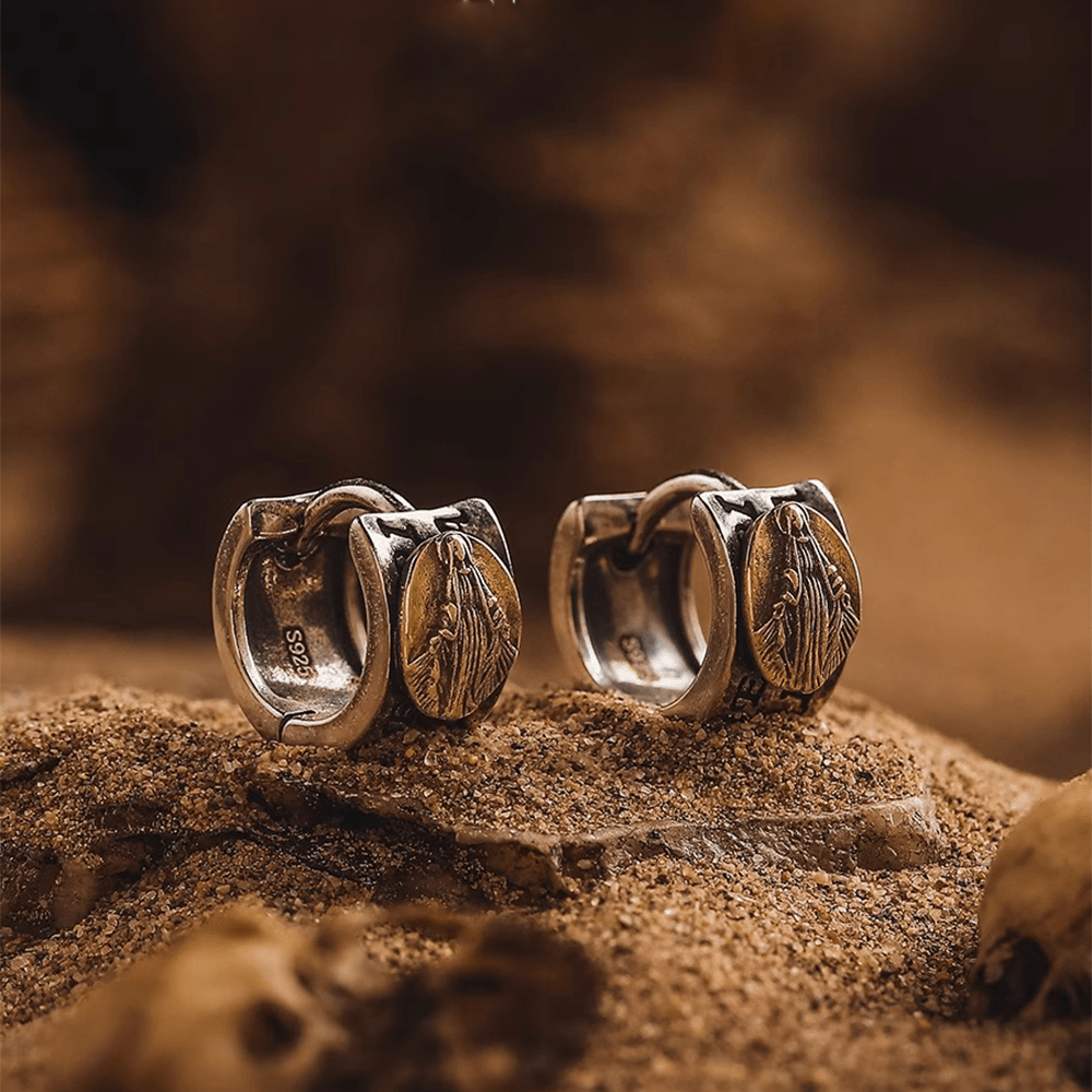 Virgin Mary Silver Earrings Religion Jewelry
