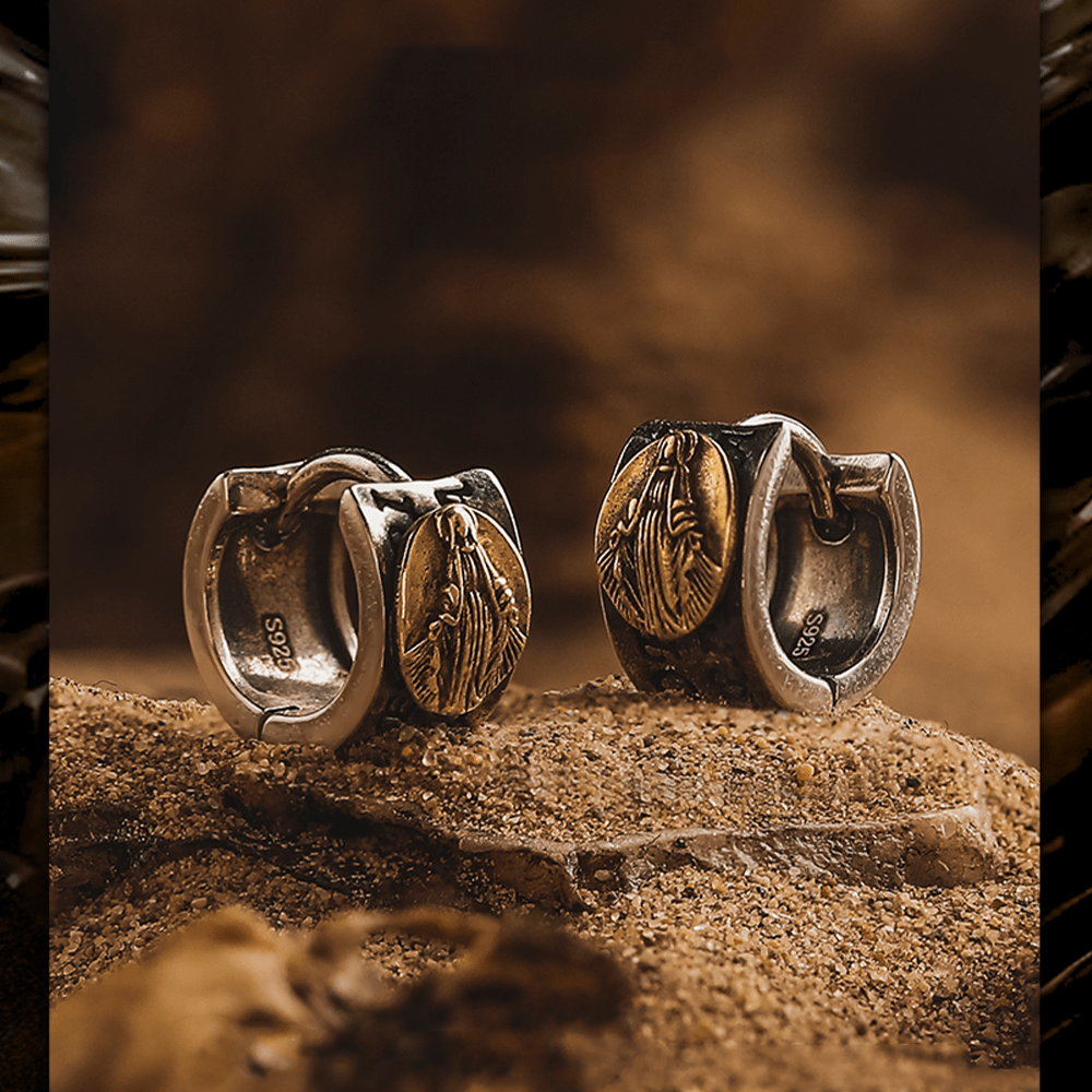 Virgin Mary Silver Earrings Religion Jewelry