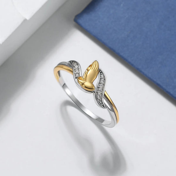 Praying Hands Gold & Silver Ring