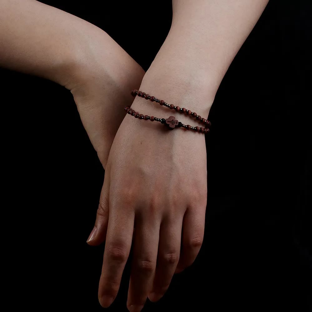59 Beads Mini Crucifix Wooden Bracelet Rosary